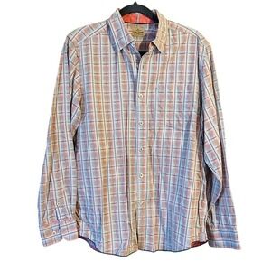 Tommy‎ Bahama Jeans Plaid Long Sleeve Button Up Short Beachy Preppy Vacation